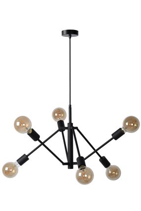 Lampa karināms Lucide Lester 21424/06/30, E27, 6 x 40 W, melna krās. / melna krās.