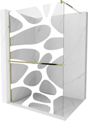 Dušo sienelė Mexen Kioto+ Walk-In, 140 cm x 200 cm, aukso sp./balta sp./grūdintas