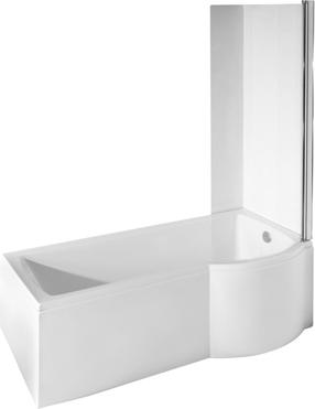 Vonia su sienele, laisvai pastatoma Besco Inspiro 150 Right, 150 cm x 70 cm x 55 cm, dešininė, balta sp.