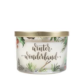 Kalėdinė žvakė, aromatinė Homla Lesli Winter Wonderland, Aukso/Žalia