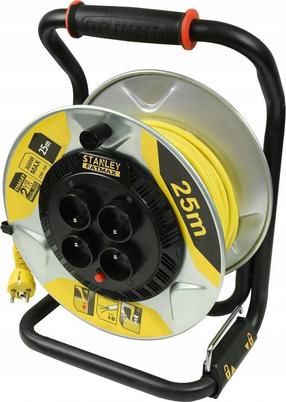 Ilgintuvas su rite Stanley ST-SXECDM2RBSE, 3 x 1,5 mm², 25 m, IP20, 4 lizdų, sidabro sp./juoda sp.