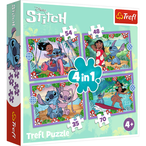 Puzle 4in1 Trefl Stitch, 20.5 cm x 28.5 cm, 207 gab., daudzkrāsaina