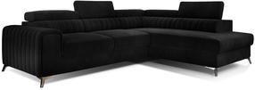 Kampinė sofa Laurence Mat Velvet 99, juoda sp., dešininė, 205 x 278 cm x 92 cm