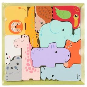 Medinė dėlionė Animal Block, 2 cm x 19.5 cm, 12 vnt., įvairių spalvų