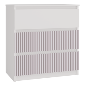 Komoda Malwa M3 Arteso, balta sp./rožinė sp., 75 cm x 70 cm x 40 cm