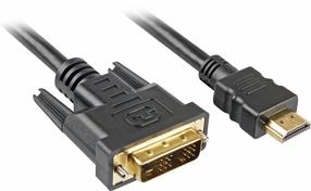 Adapteris Sharkoon HDMI To DVI-D 18+1 HDMI, DVI-D male, 5 m, juoda
