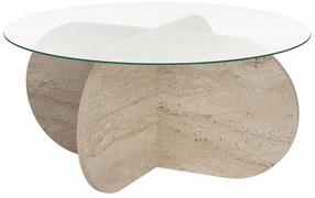 Kavos staliukas Nordure Aeris, skaidrus/rusva, 75 cm x 75 cm x 35 cm