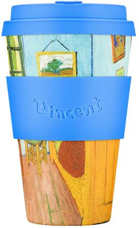 Пластиковый стакан Ecoffee Cup Van Gogh The Bedroom, 400 мл, 9 см, полилактид (pla), синий цв./oранжевый цв./многоцветный