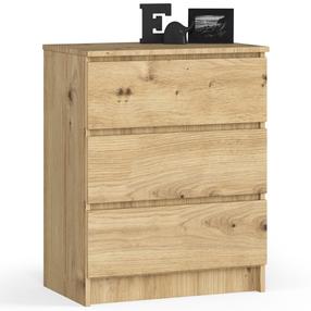 Komoda Akord K60 3SZ CLP, ąžuolo sp., 77 cm x 40 cm x 60 cm