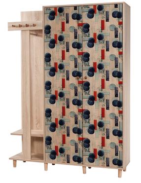 Prieškambario spinta Kalune Design Garmanto 135-520, raudona sp./įvairių spalvų, 36 cm x 135 cm x 194 cm