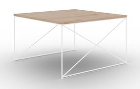 Kavos staliukas ADRK Nelia, balta sp./rusva sp., 75 cm x 75 cm x 43 cm