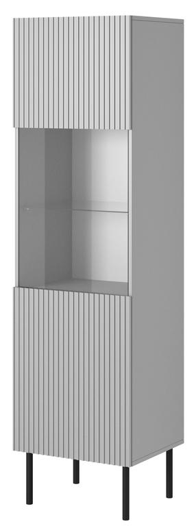 Vitrina Asensio KM-1, juoda sp./šviesiai pilka sp., 50 cm x 42 cm x 180 cm