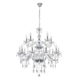 Kristāla lustra karināms Candellux Lighting Cristallo 30-30399, E14, 15 x 40 W, caurspīdīga krās. / hroma krās.