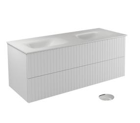 Vonios spintelė su praustuvu Besco Akya Linea, balta sp./sidabro sp., 52.5 cm x 131 cm x 50.7 cm
