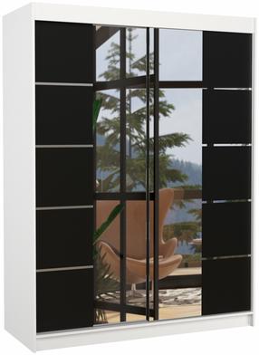 Riidekapp ADRK Nordic, valge v./must v., 58 cm x 150 cm x 200 cm, peegliga