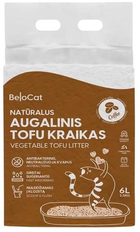 Kačių kraikas BeloCat Tofu Coffee Scent, organinis (sušokantis), 2.5 kg, 6 l