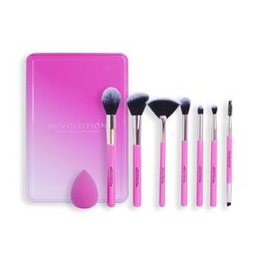 Makiažo šepetėlių ir kempinėlės rinkinys Revolution The Brush Edit, 8 vnt., juoda sp.