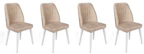Krēslu komplekts Kalune Design Alfa 494 V4 974NMB1570, matēts, balts krās./bēša krās., 49 cm x 50 cm x 90 cm, 4 gab.