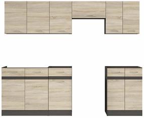 Virtuvės baldų komplektas Junona Line, sonoma ąžuolo sp./wenge sp., 2.4 m