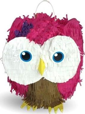 Dekorācija GoDan Owl, rozā krās.