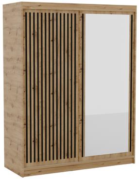 Spinta ADRK Delia, juoda sp./artisan oak sp., 60 cm x 160 cm x 205 cm, su veidrodžiu