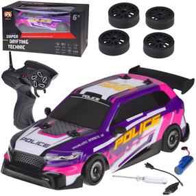Radiovadāms policijas mašīna Super Drifting Technic, 1:20, violeta krās.