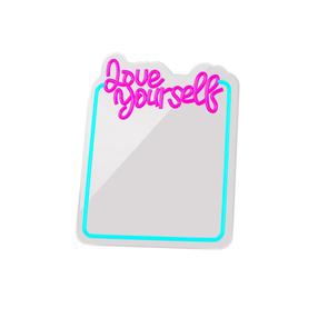 Spogulis Forever Light Love Yourself LED FMNE01, ar gaismu, stiprināms, 34.5 cm x 44 cm, zila krās./rozā krās.