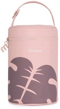 Gertuvės dėklas Miniland Terra Leaves, 700 ml, 0 mėn., aliuminis/tekstilė, rožinė sp.