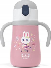 Gertuvė su silikoniniu šiaudeliu Monbento Stram Bunny, 0.36 ml, 6+ mėn., nerūdijantysis plienas/silikonas/tritanas, rožinė sp.