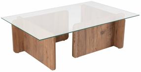 Kavos staliukas Nordure Flavio, skaidrus/rudas, 65 cm x 105 cm x 30 cm