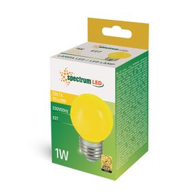 Spuldze Spectrum LED, P45, dzeltena krās., E27, 1 W, 20 lm