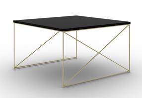Kavos staliukas ADRK Nelia, aukso sp./juoda sp., 75 cm x 75 cm x 43 cm