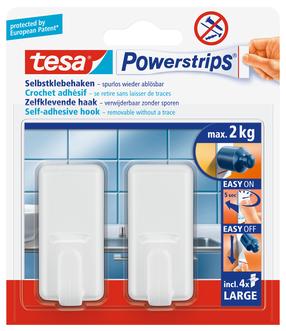 Крючок для одежды Tesa, 5.9 см x 2.8 см, белый цв.