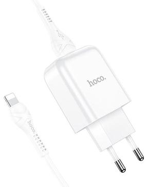 Telefoni laadija Hoco N2 + Lightning cable, USB, 100 cm, valge v., 10 W