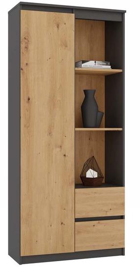 Skapis RS-80, antracīta krās./ozola krās., 80 cm x 35 cm x 180 cm