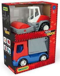  Statybos transporto priemonės Wader Tech Truck Garbage & Roller 35376, įvairių spalvų