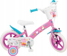 Vaikiškas dviratukas su papildomais ratukais, vaikų Toimsa Peppa Pig, rožinė sp., 12"