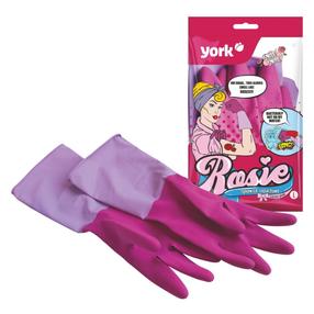 Cimdi lateksa York Rosie, pieaugušajiem, rozā krās., L, 2 gab.