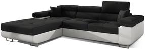Kampinė sofa Armando Sawana 14, Soft 17, balta sp./juoda sp., kairinė, 280 x 205 cm x 90 cm