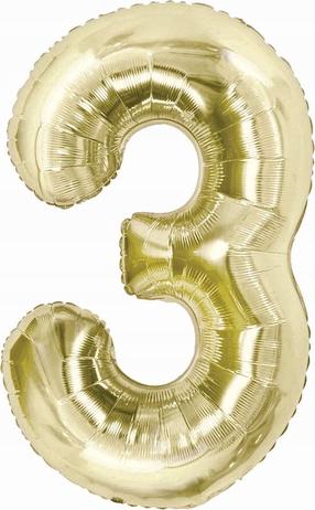 Folijas balons cipars GoDan Beauty & Charm Nr. 3, šampanieša krās.