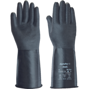 Darba cimdi ķīmiskie Ansell AlphaTec 38514, melna krās., 9