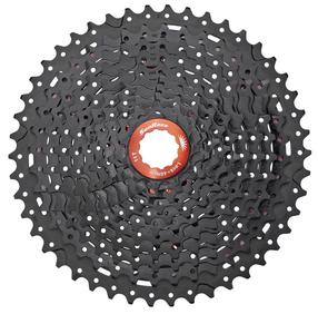 Žvaigždžių kasetė SunRace CSMX8 FRWE120, aliuminis/plienas, juoda sp./raudona sp.