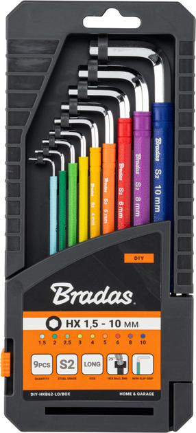 Šešiakampių raktų rinkinys Bradas DIY-HKB62-LO/BOX, šešiakampis, 9 vnt.