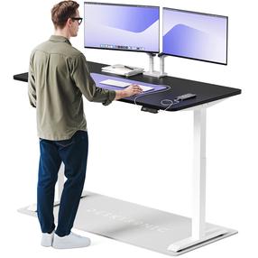 Kompiuterio stalas reguliuojamo aukščio Desktronic HomeOne, 160 cm x 80 cm, 72 - 119 cm, balta sp./juoda sp.