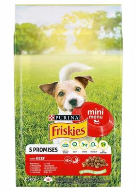 Sausas šunų maistas Purina Frieskies Mini Menu Beef With Vegetables, 1.5 kg