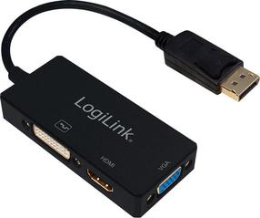 Adapteris Logilink DisplayPort - DVI/HDMI/VGA Display port 1.2, DVI-25-pin female + HDMI female + D-Sub female, juoda