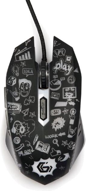 Kompiuterio laidinė pelė Gembird MUS-6B-GRAFIX-01, usb / ps/2 laidas, juoda sp.