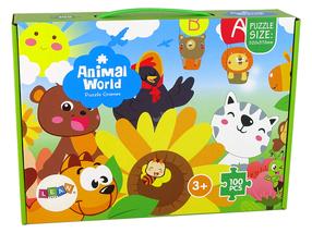 Puzle Lean Toys Animal World 14158, 38 cm x 52 cm, 100 gab., daudzkrāsaina