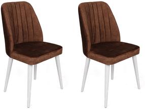 Kėdžių rinkinys Kalune Design Alfa 496 974NMB1648, ruda sp./balta sp., 49 cm x 50 cm x 90 cm, 2 vnt.
