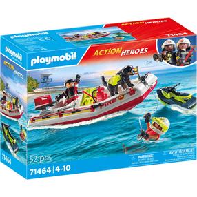 Konstruktorius Playmobil Action Heroes Gaisrinis Laivas su Vandens Mopedu 71464